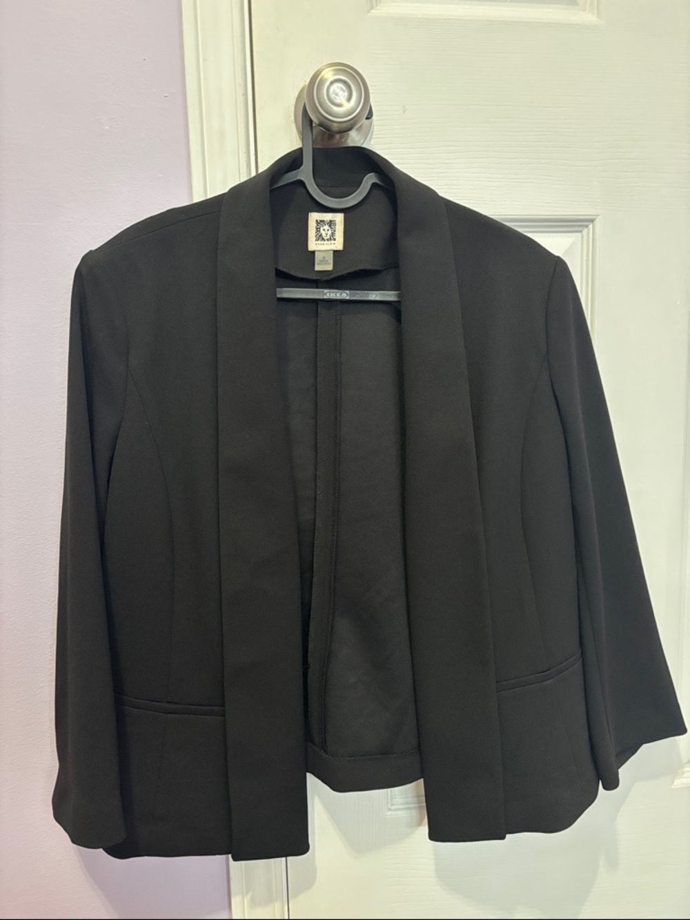 Anne Klein Black Open-Front Shawl Collar Blazer